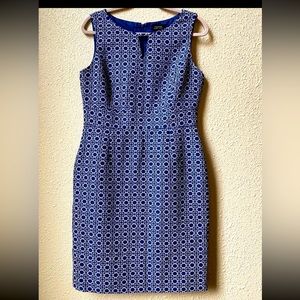 Tahari Arthur Levine women’s blue/white sheath dress sz 10